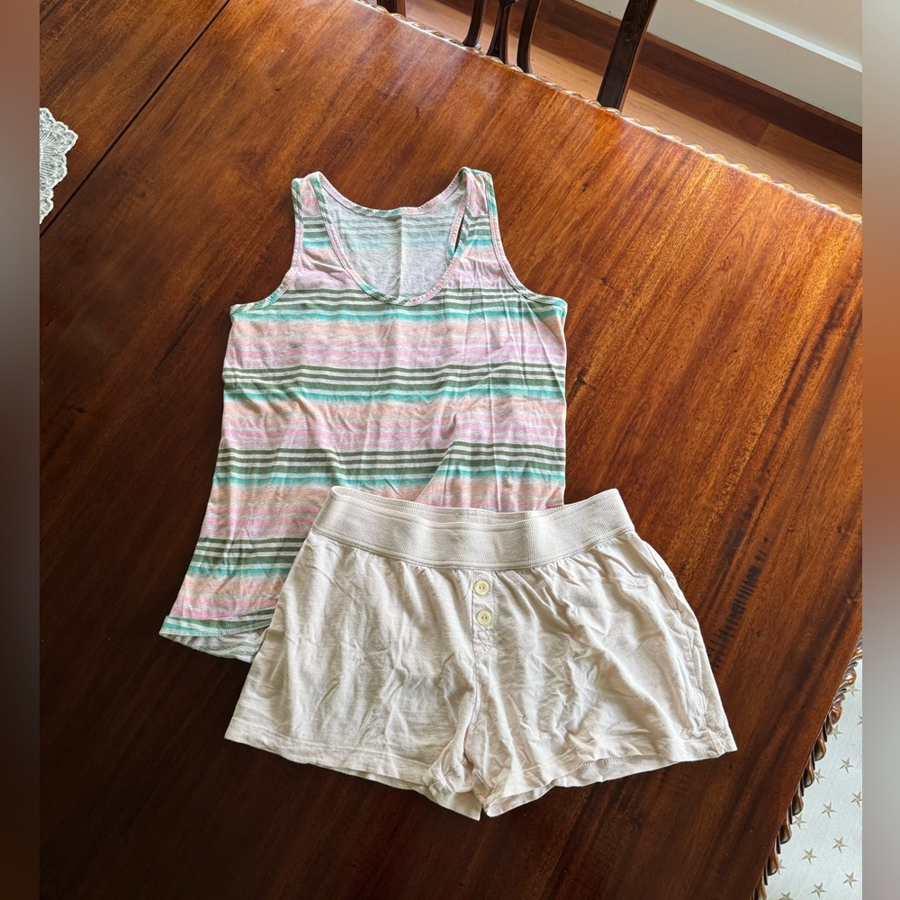 Striped Pink and Green Sleepwear Set